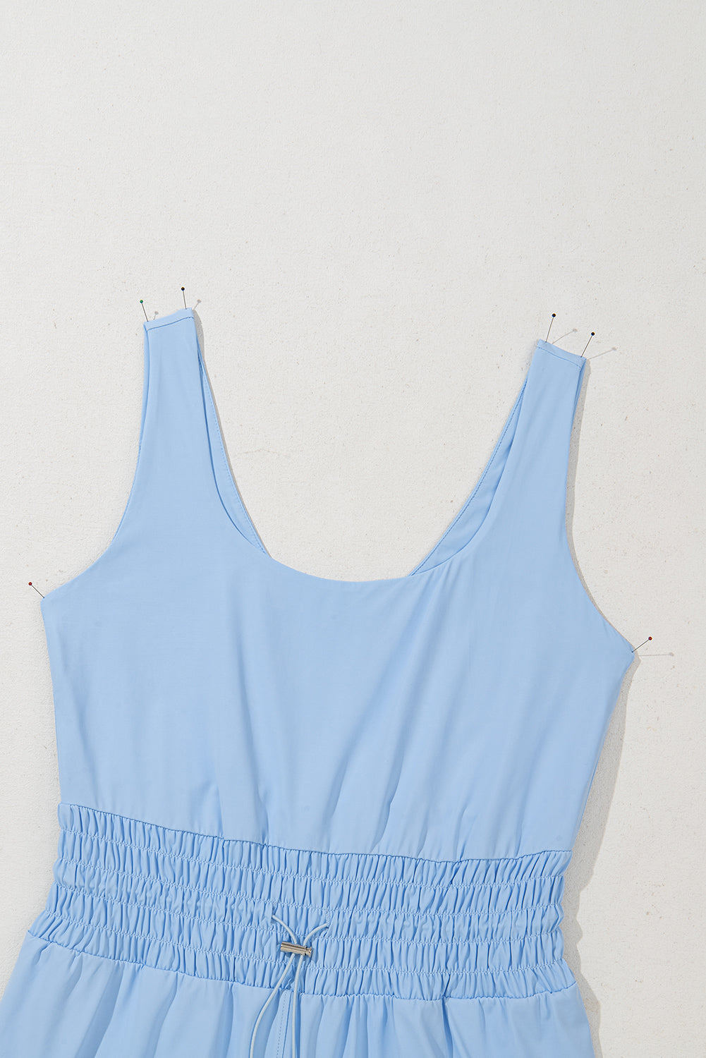 Myosotis Plain Sleeveless Loop Drawstring Cinched Waist Romper