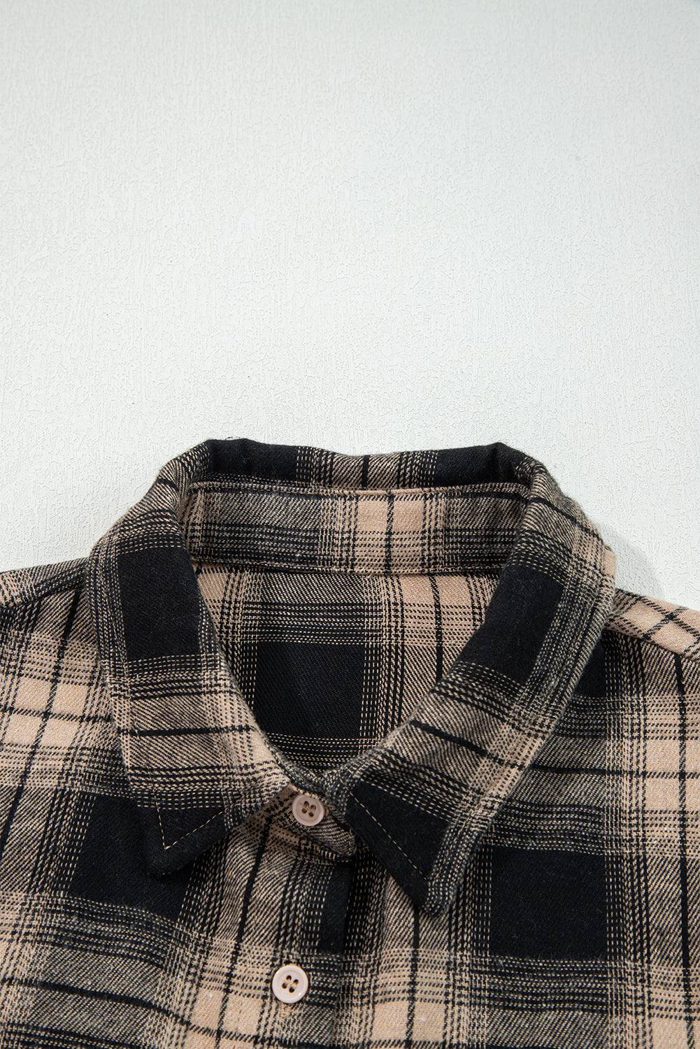 Multicolour Retro Plaid Double Flap Pocket Brushed Shacket