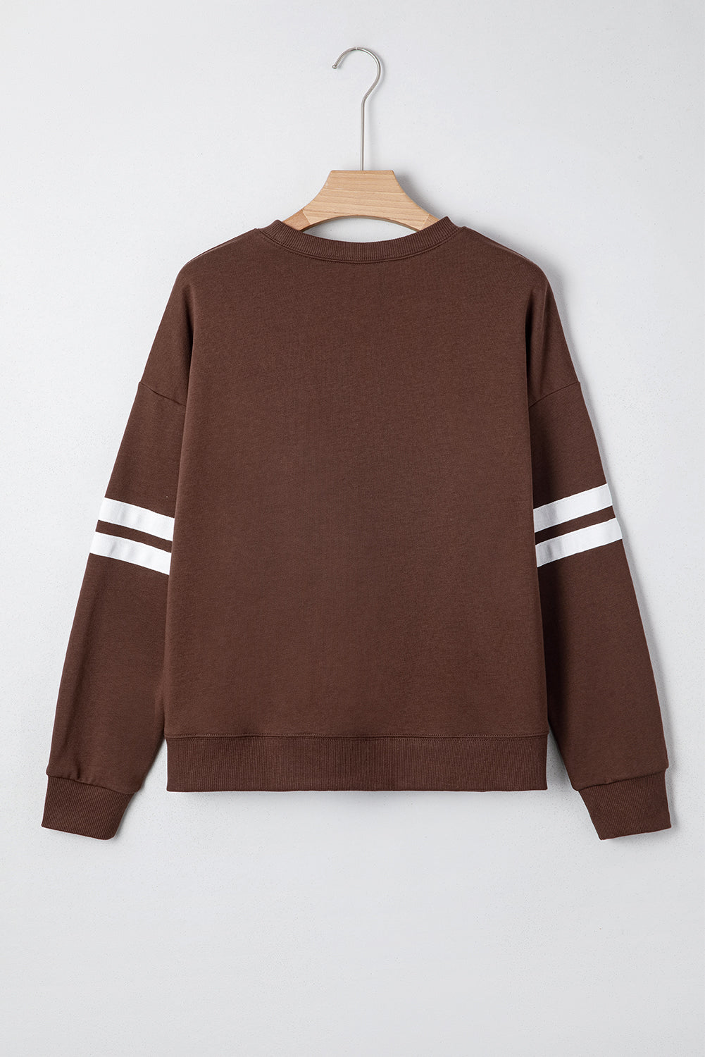 Coffee Varsity Striped Detail Drop Shoulder Oversized Sweatshirt