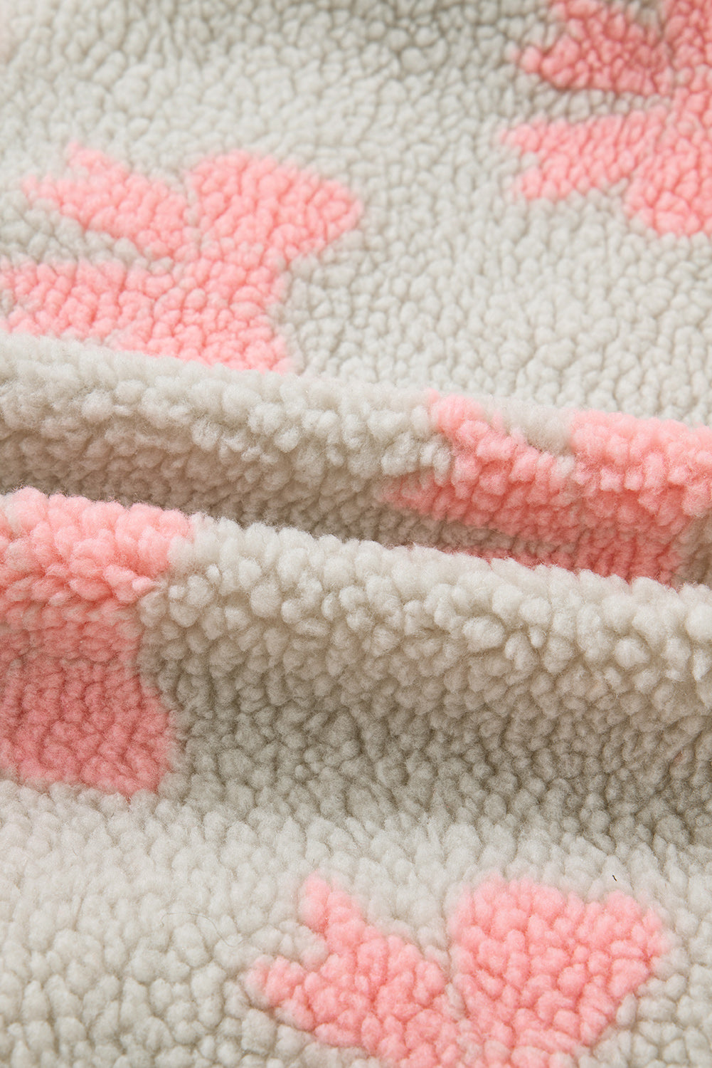 Gray Bow Sherpa Quarter Zip Drop Shoulder Baggy Sweatshirt