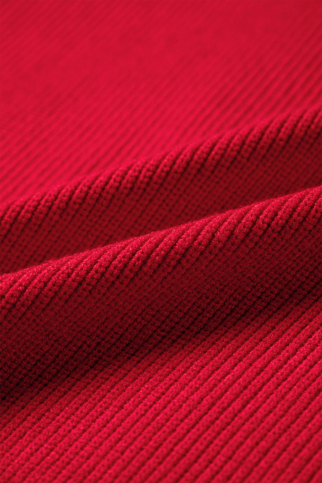 Fiery Red Bow Embroidered Graphic Ribbed Sweater Top