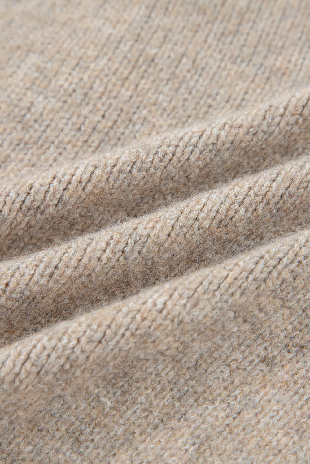 Pale Khaki Tied Front Drop Shoulder Chunky Casual Cardigan