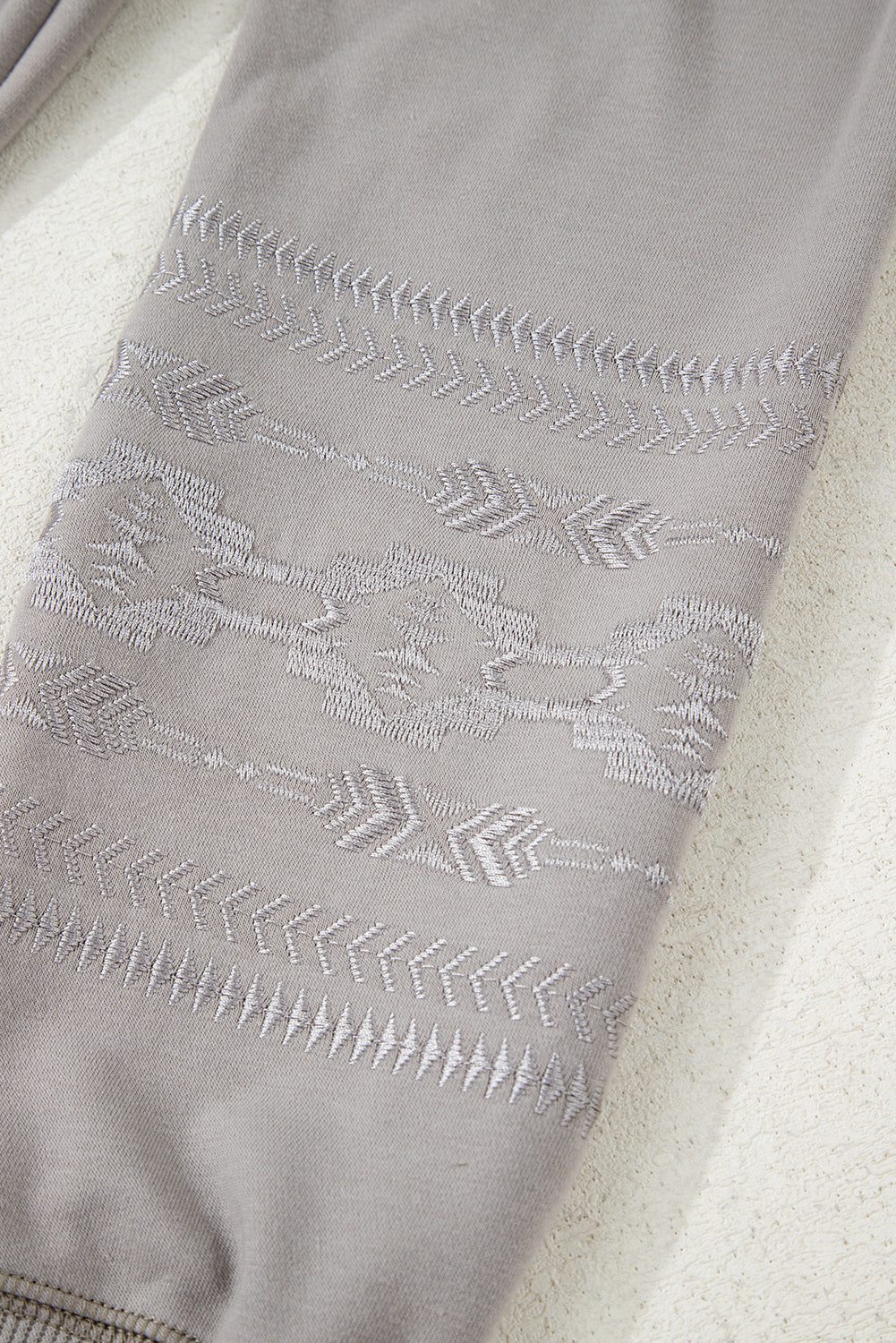 Parchment Aztec Embroidered Western V Neck Sweatshirt