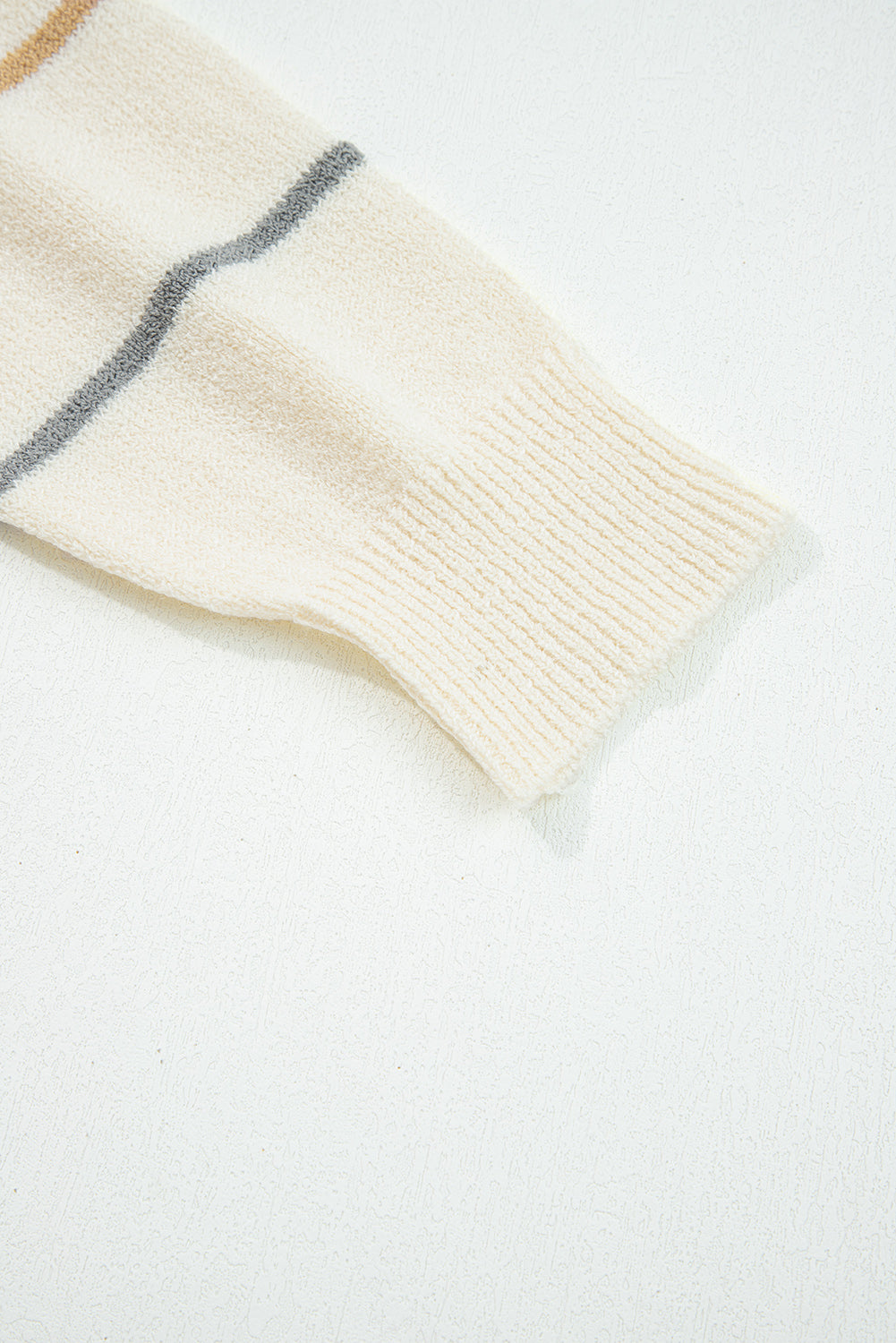 Multicolour Striped Buttoned Front V Neck Drop Shoulder Cardigan Sweater