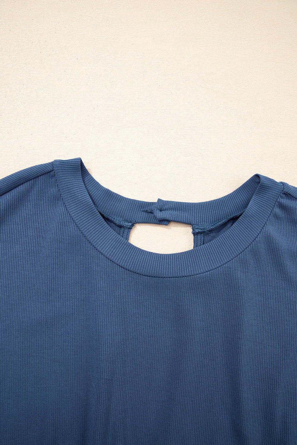 Ashleigh Blue Knit Open Back Cap Sleeve Drawstring Elastic Waistband Romper