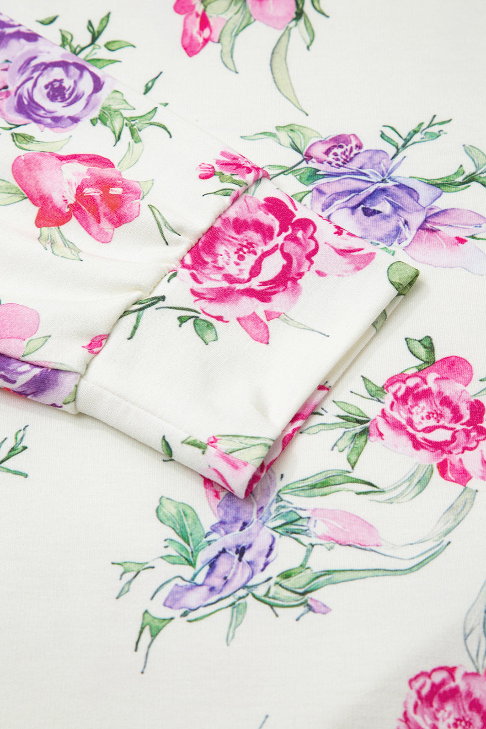 Apricot Floral Print Pullover Drawstring Lounge Pants Set