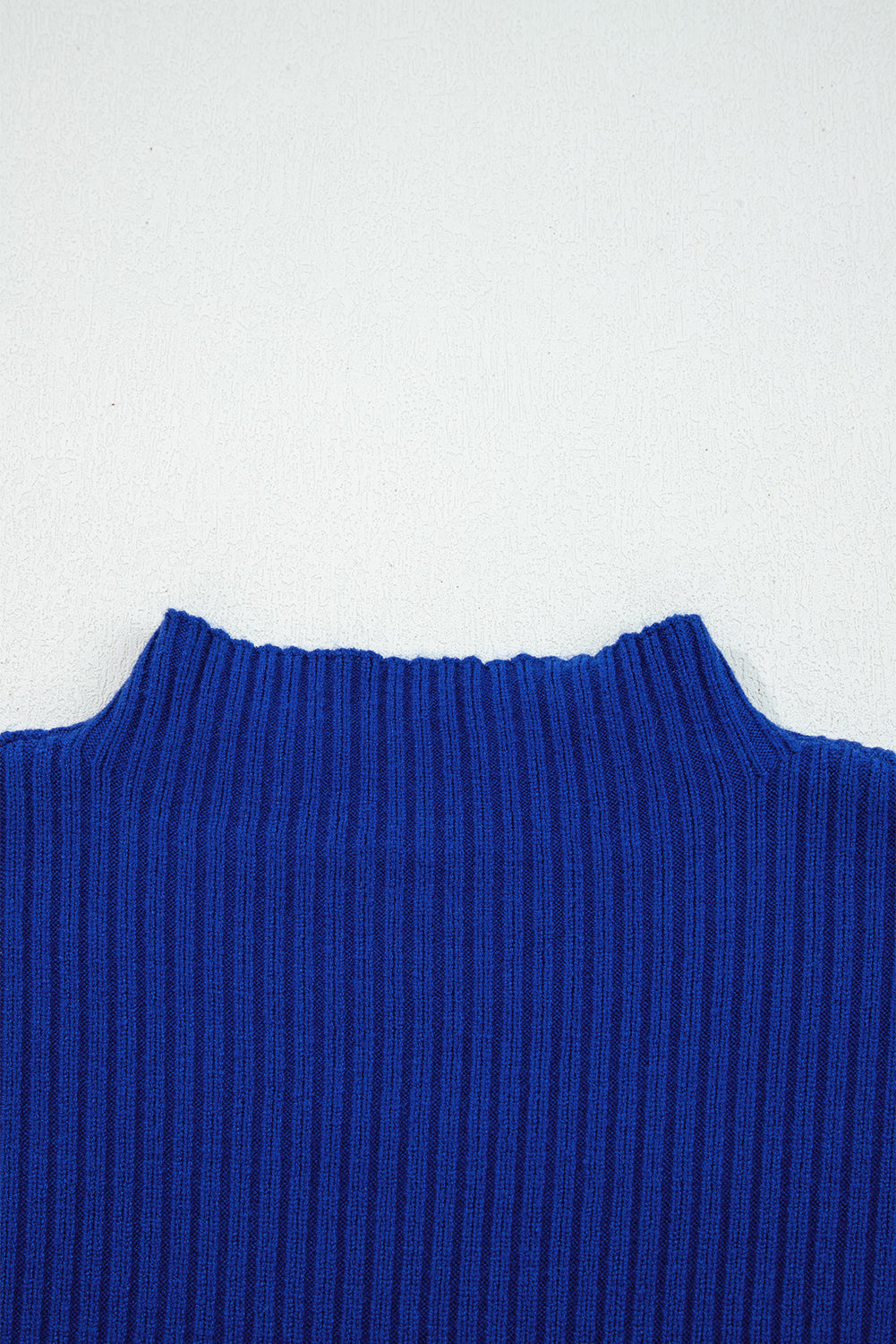 Dark Blue Patch Pocket Ribbed Knit Short Sleeve Sweater