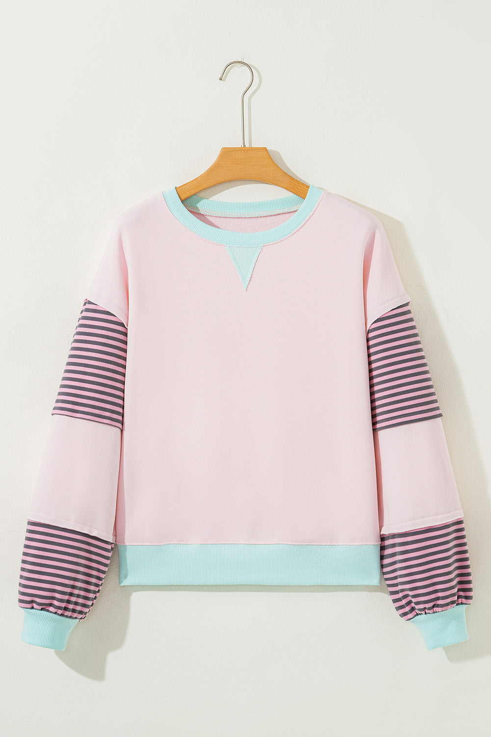 Delicacy Striped Colorblock Patchwork Drop Shoulder Sweatshirt