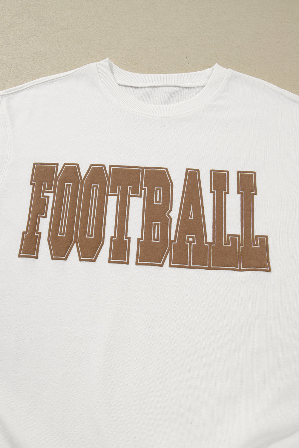 White FOOTBALL 3D Letter Graphic Crew Neck Sweatshirt