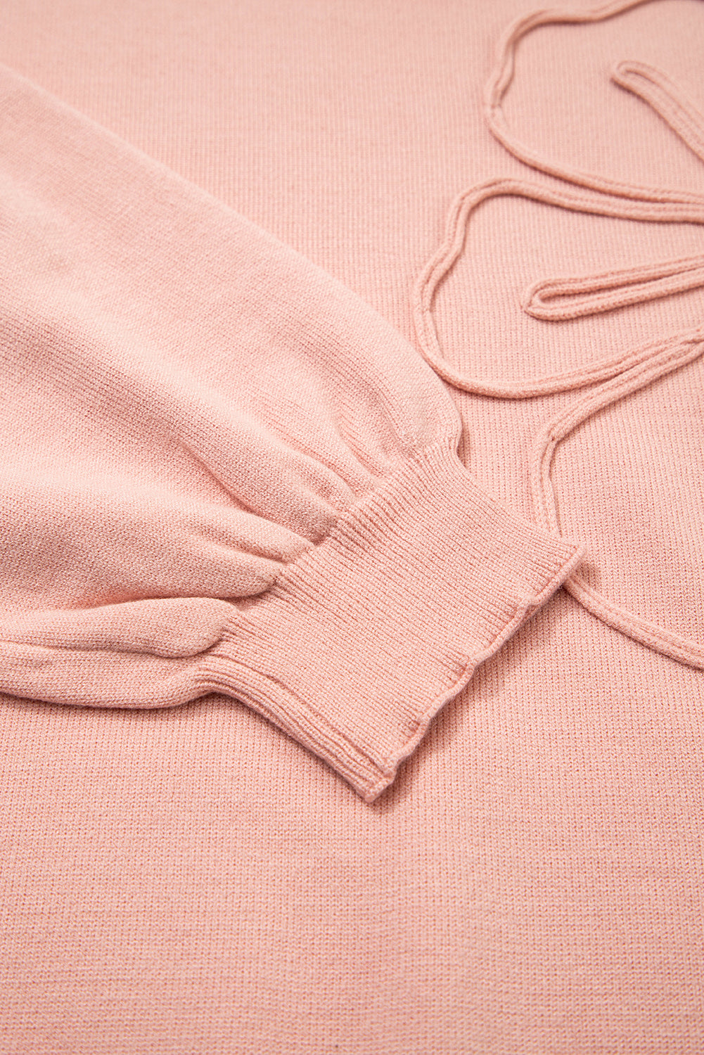 Peach Blossom Big Flower Accent Bubble Sleeve Drop Shoulder Sweater