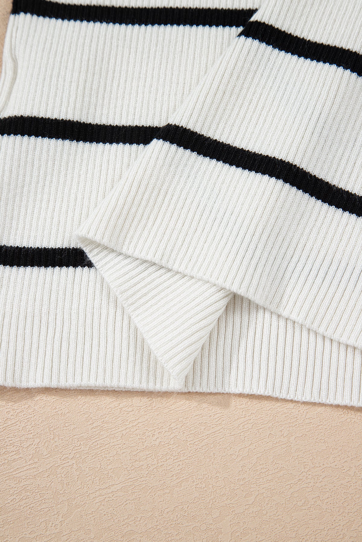 Black Striped Scalloped Edge U Neck Sleeveless Sweater Vest