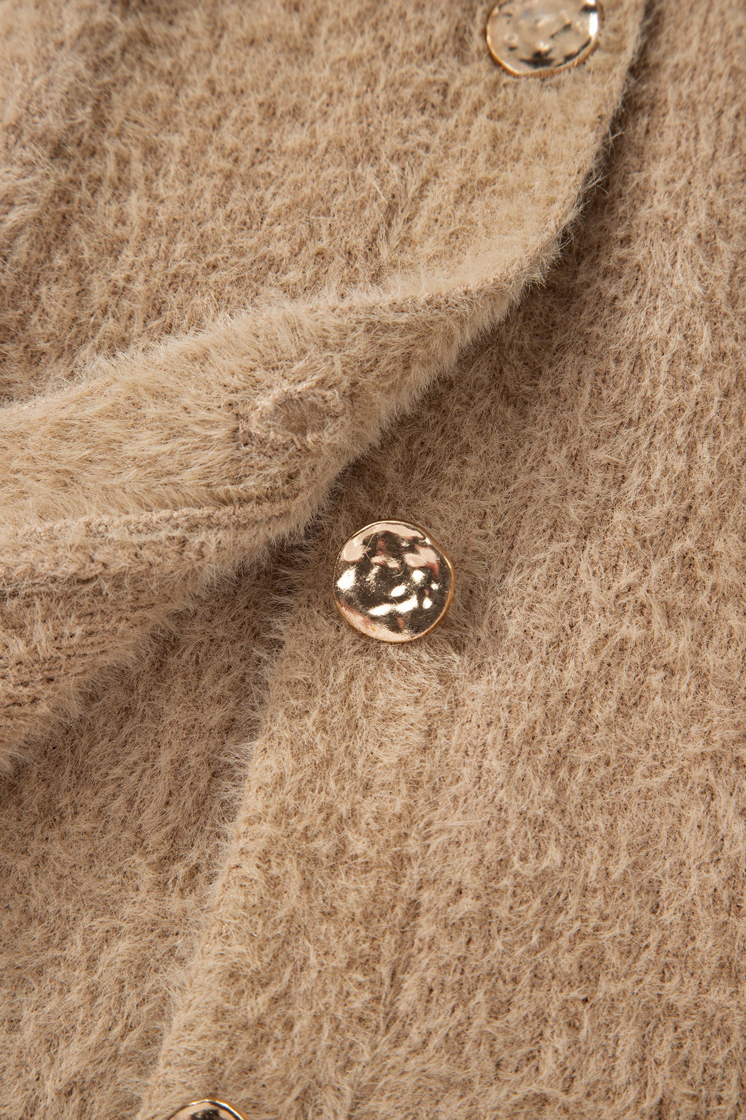 Smoke Gray Fuzzy Buttoned Front Midi Solid Cardigan