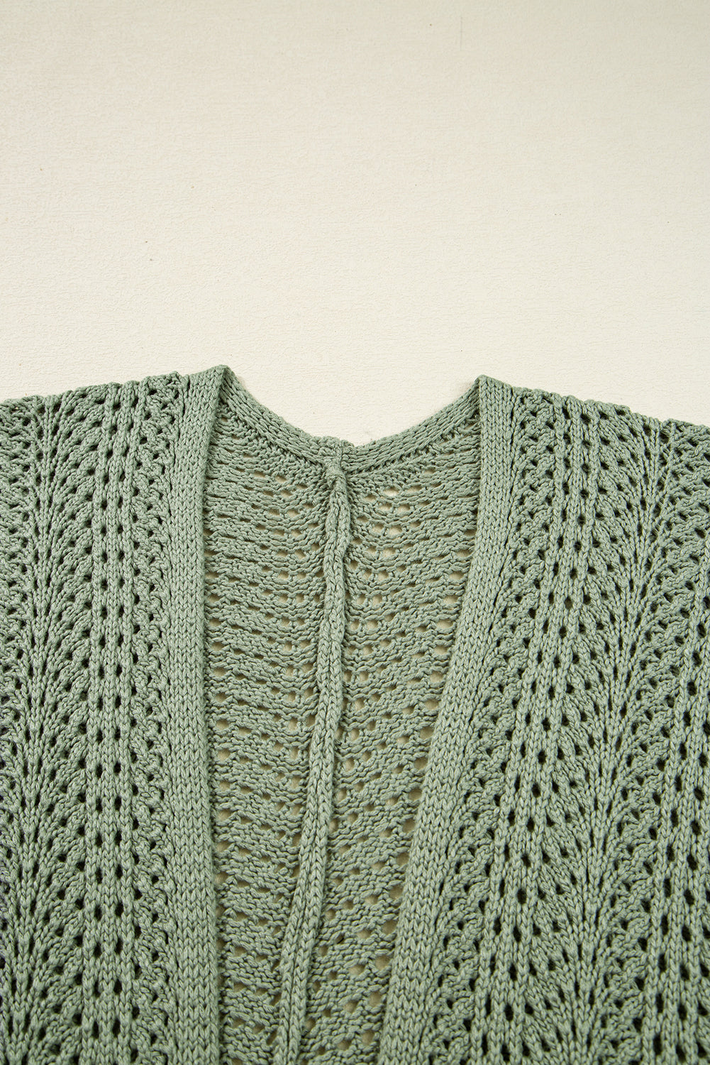 Green Bay Scalloped Edge Eyelet Knit Batwing Sleeve Cardigan