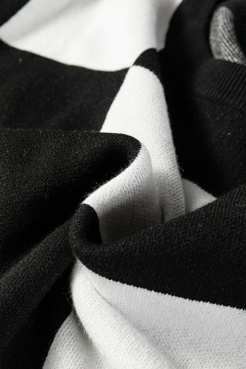 Black Checkered Pattern Loose Drop Shoulder Half Sleeve Sweater