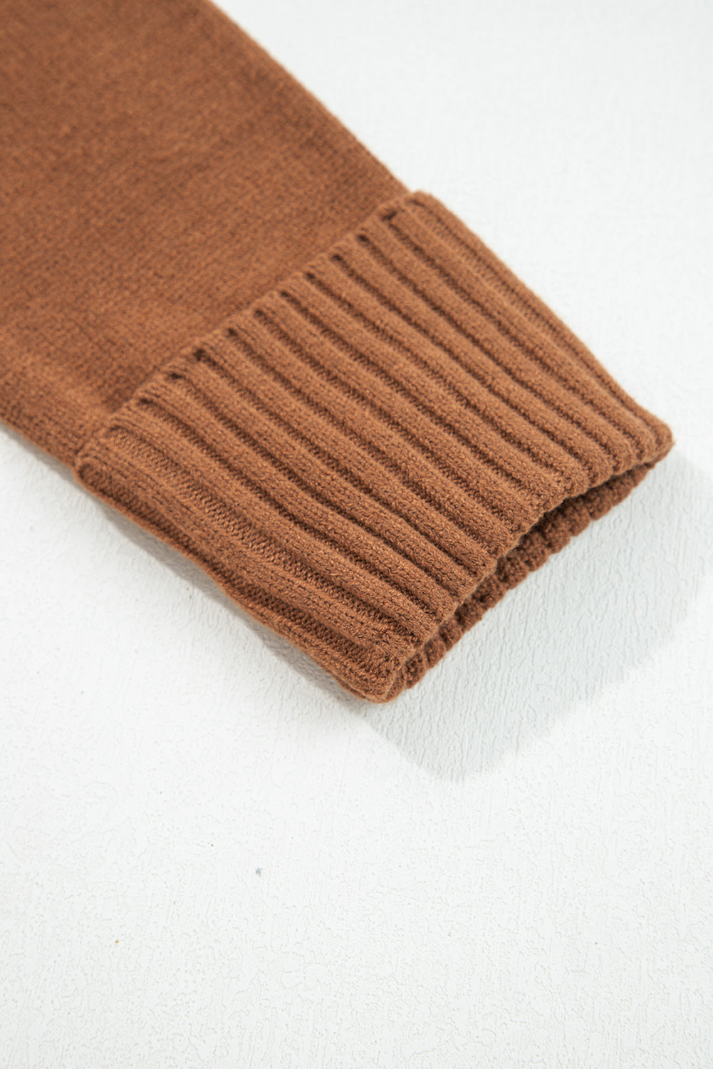 Chestnut Collared V Neck Ribbed Edge Sexy Elegant Sweater