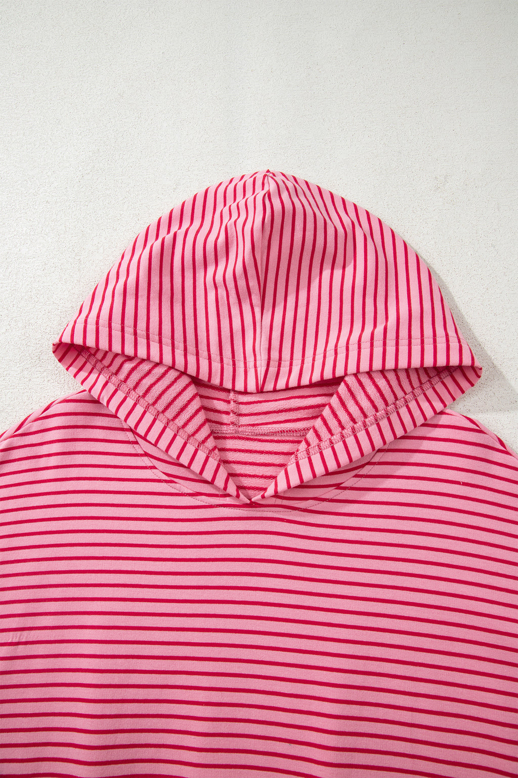 Rose Stripe Thumbhole Side Slits Drop Shoulder Loose Fit Hoodie