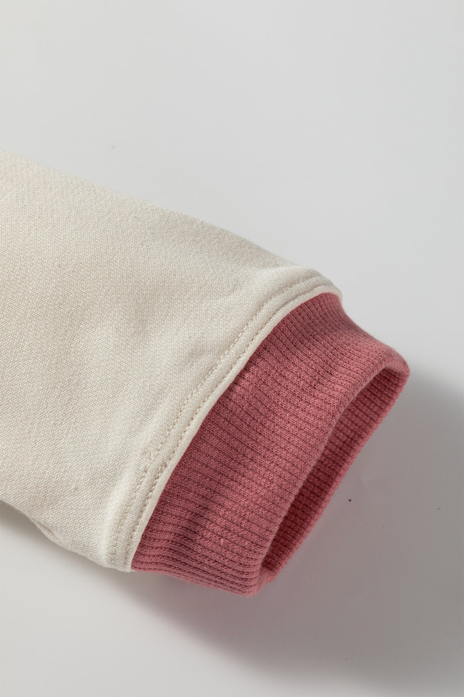 White Contrast Trim Crochet Knit Patchwork Exposed Seam Hoodie