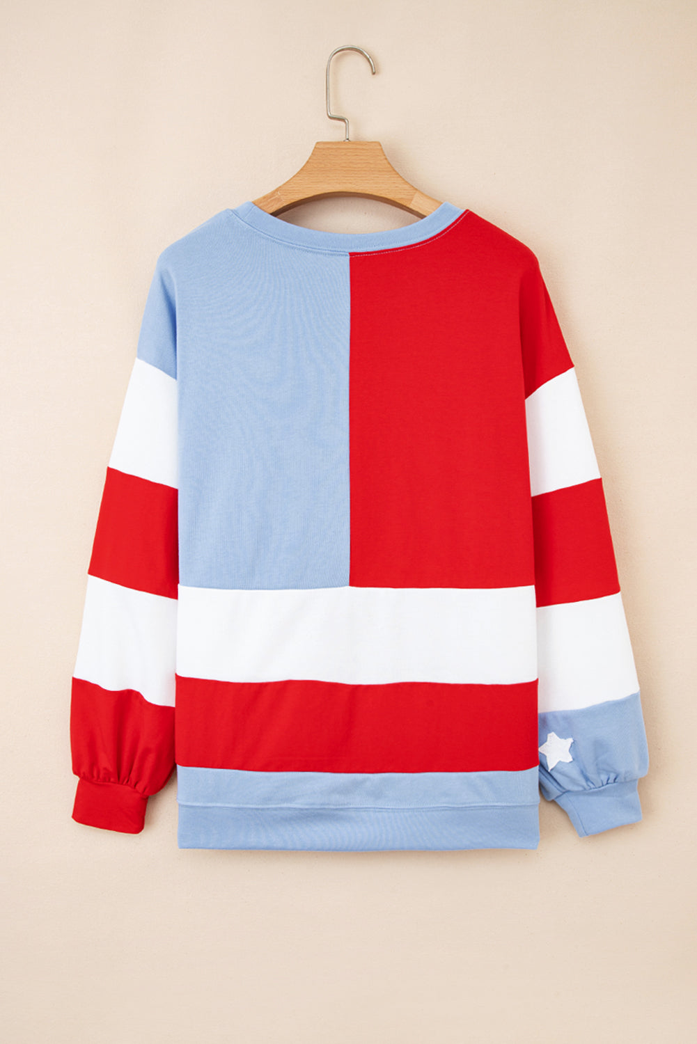 Multicolour American Flag Vintage Oversized Pullover Sweatshirt