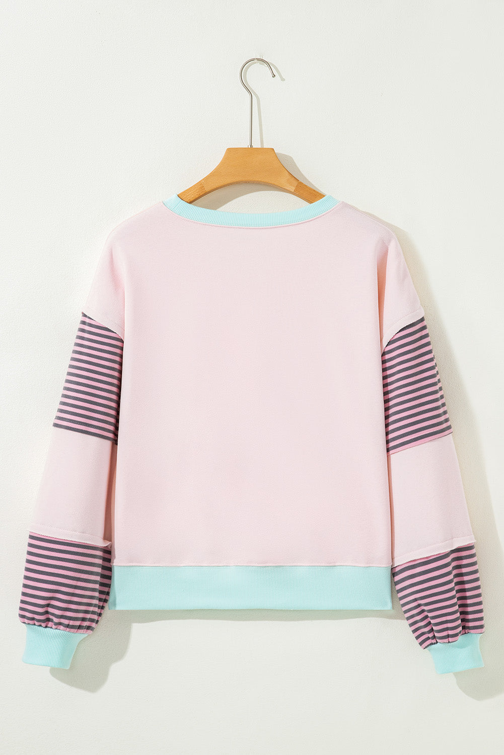 Delicacy Striped Colorblock Patchwork Drop Shoulder Sweatshirt